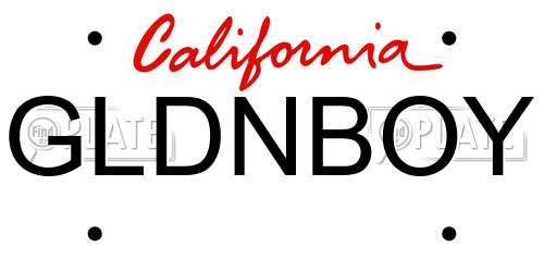 GLDNBOY California License Plate