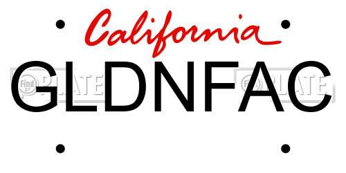 GLDNFAC California License Plate