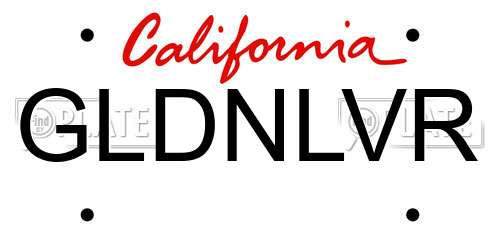 GLDNLVR California License Plate