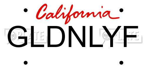 GLDNLYF California License Plate