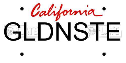 GLDNSTE California License Plate