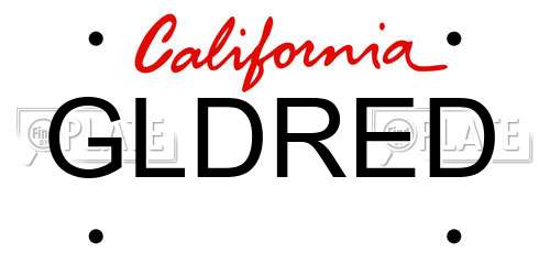 GLDRED California License Plate