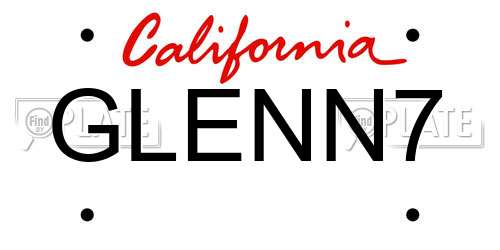 GLENN7 California License Plate