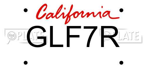 GLF7R California License Plate