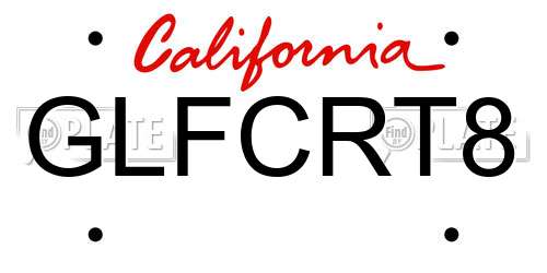 GLFCRT8 California License Plate