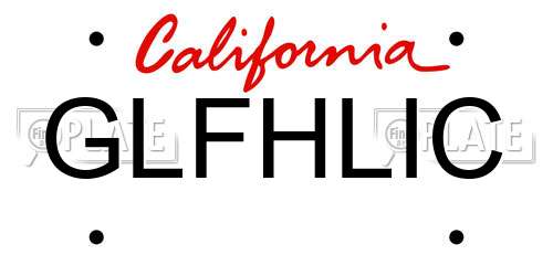 GLFHLIC California License Plate
