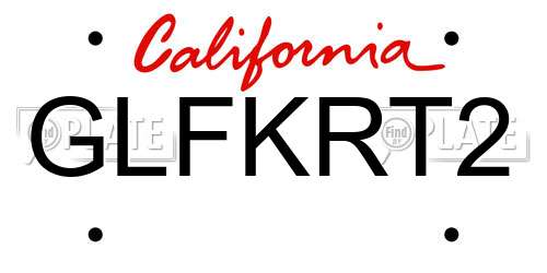 GLFKRT2 California License Plate