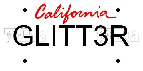 GLITT3R California License Plate