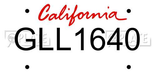 GLL1640 California License Plate
