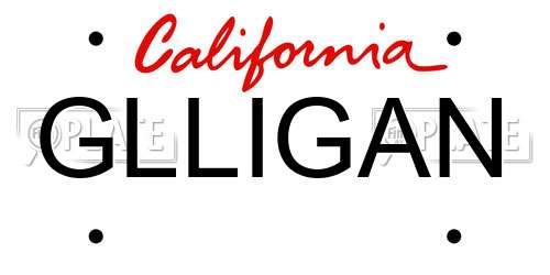GLLIGAN California License Plate