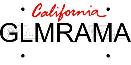 GLMRAMA California License Plate