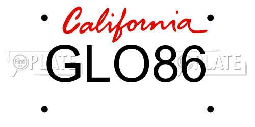 GLO86 California License Plate