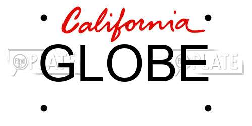 GLOBE California License Plate