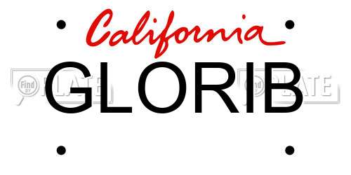 GLORIB California License Plate