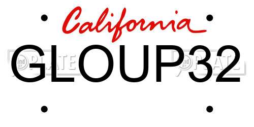 GLOUP32 California License Plate