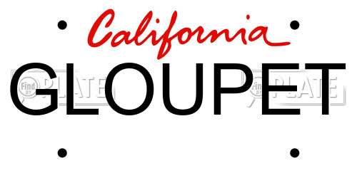 GLOUPET California License Plate