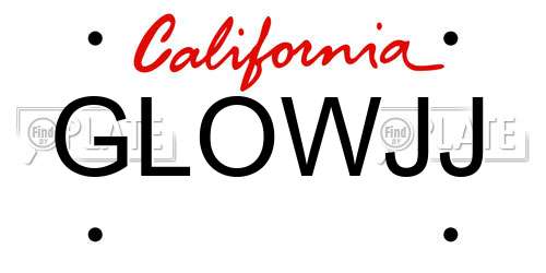 GLOWJJ California License Plate