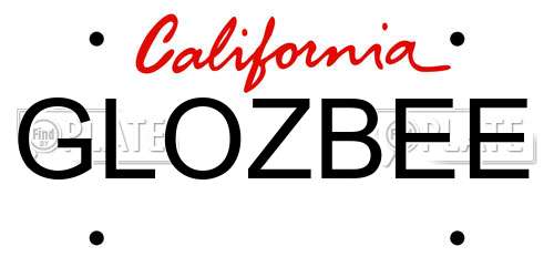 GLOZBEE California License Plate
