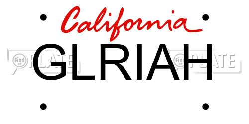 GLRIAH California License Plate
