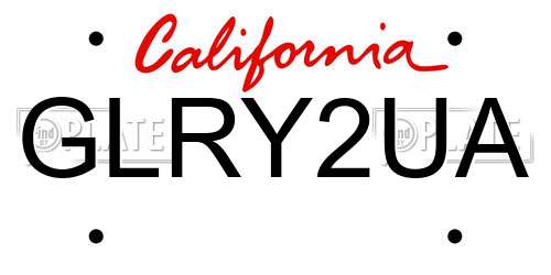 GLRY2UA California License Plate