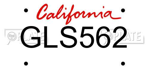 GLS562 California License Plate