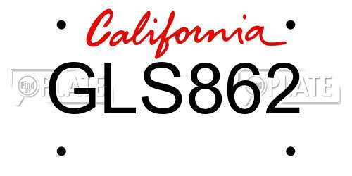 GLS862 California License Plate