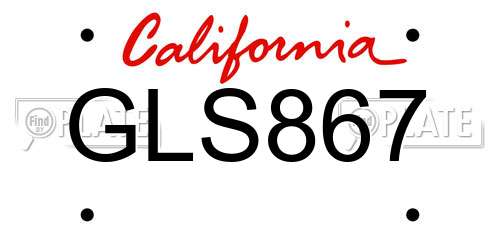 GLS867 California License Plate