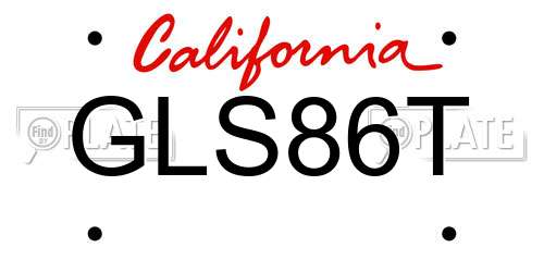 GLS86T California License Plate
