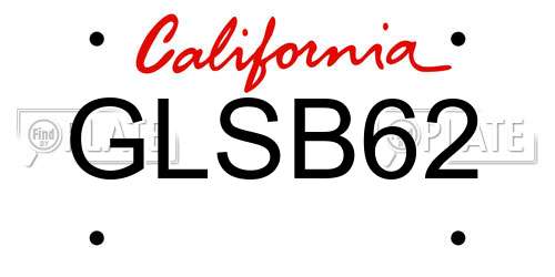 GLSB62 California License Plate