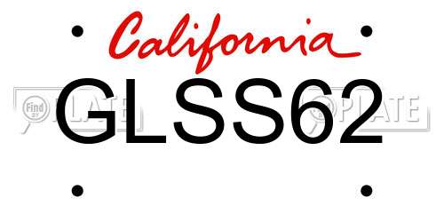 GLSS62 California License Plate