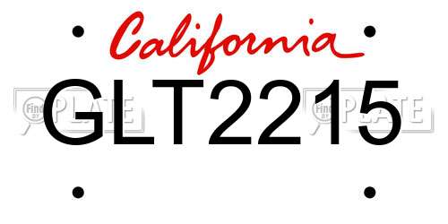 GLT2215 California License Plate