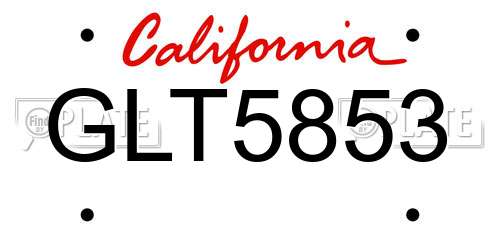 GLT5853 California License Plate