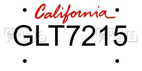 GLT7215 California License Plate