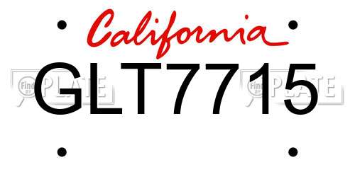 GLT7715 California License Plate