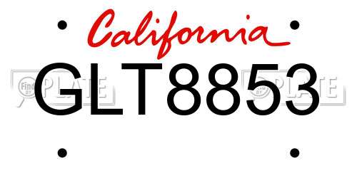 GLT8853 California License Plate