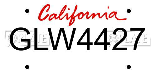 GLW4427 California License Plate