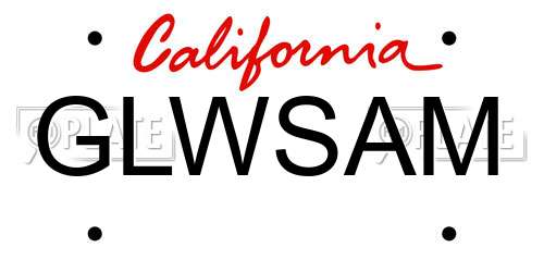 GLWSAM California License Plate