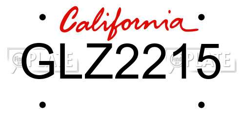 GLZ2215 California License Plate
