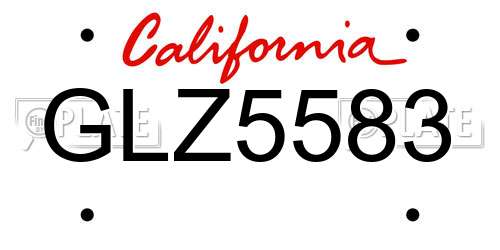 GLZ5583 California License Plate
