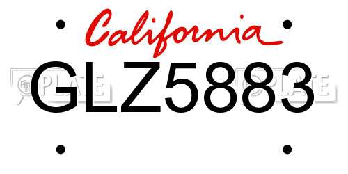 GLZ5883 California License Plate