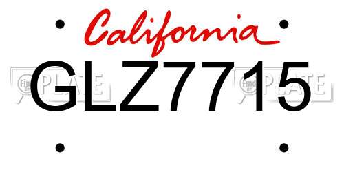 GLZ7715 California License Plate