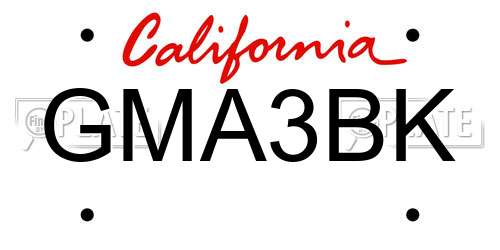GMA3BK California License Plate