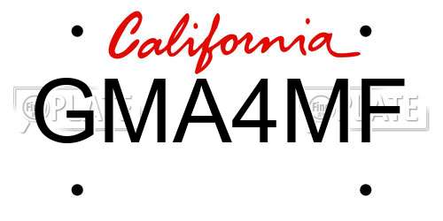 GMA4MF California License Plate