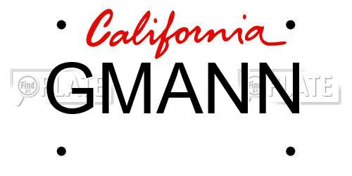 GMANN California License Plate