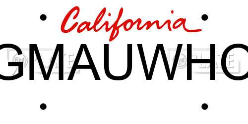 GMAUWHO California License Plate