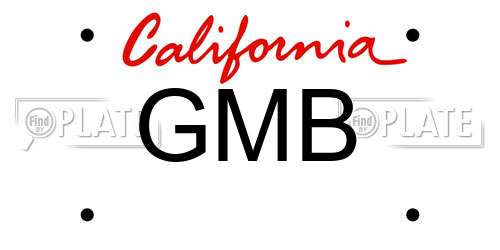 GMB California License Plate