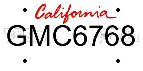 GMC6768 California License Plate