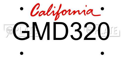 GMD320 California License Plate