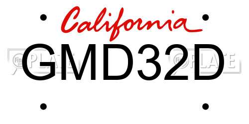 GMD32D California License Plate