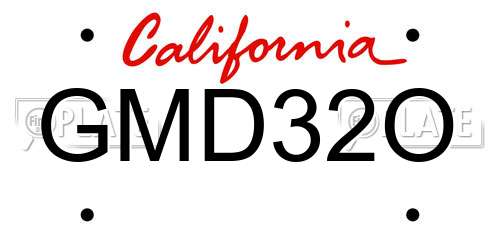 GMD32O California License Plate